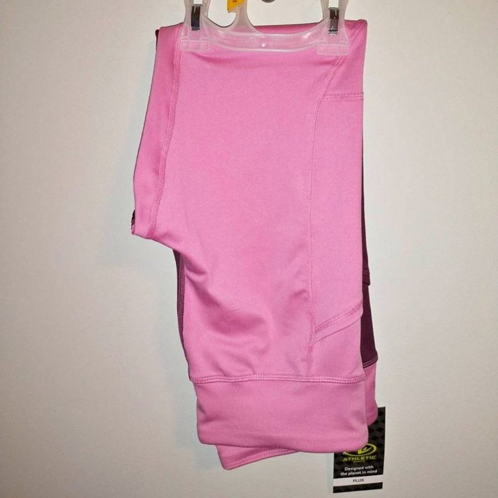 girls leggings, pink & burgundy, size L (10-12). brand - athletic works K-143